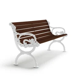 Sofá Byarum, Pino barniz marrón, soporte blanco, 155 cm