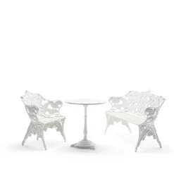 Sofá Classic, Pino lacado blanco, soporte blanco