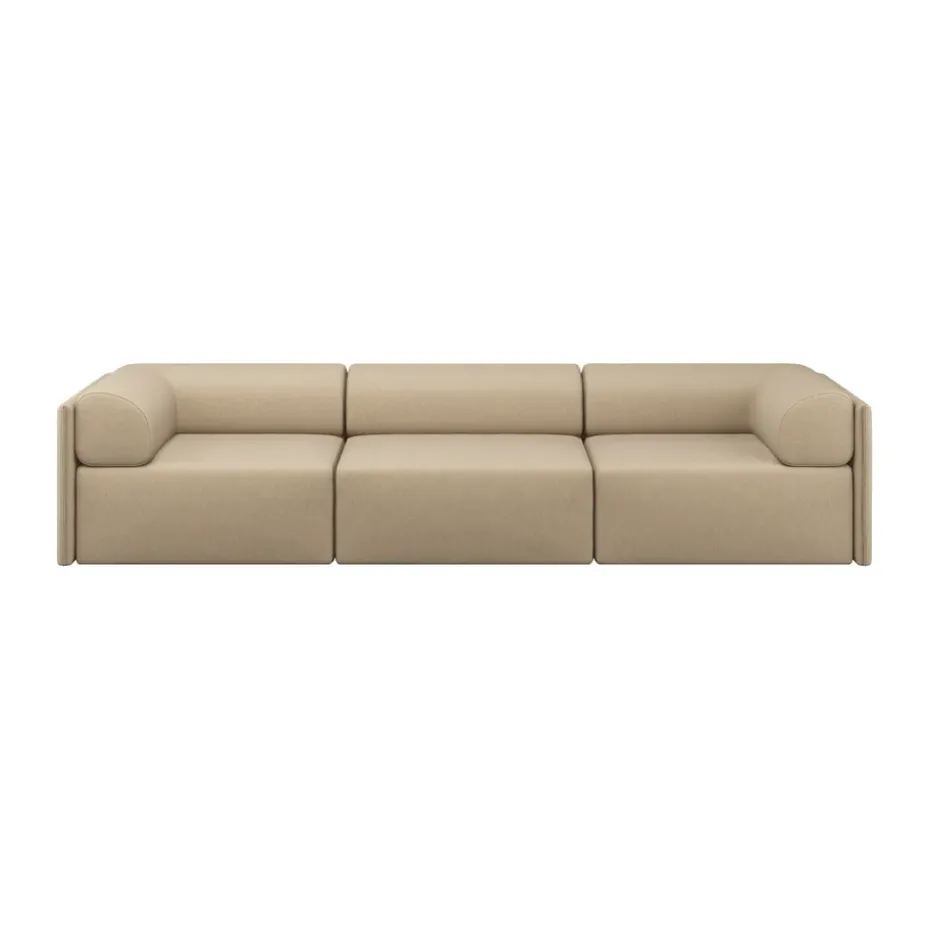 Sofá de 3 plazas Palo Block con reposabrazos Low 295 cm, Beige