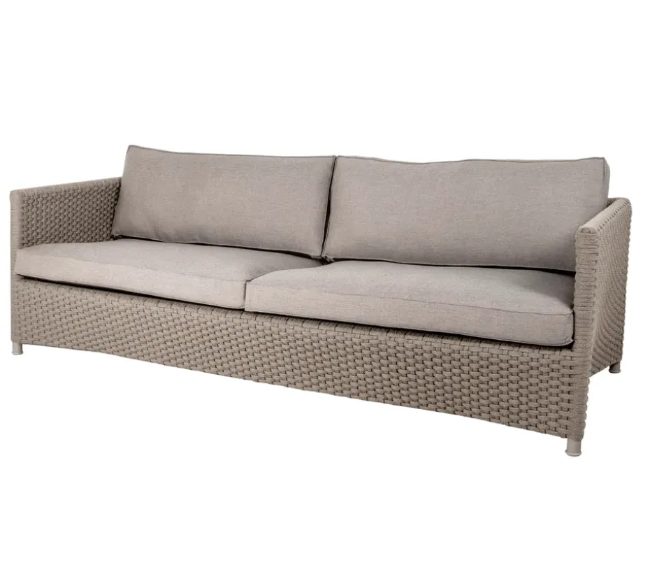 Sofá Diamond de 3 plazas soft rope, Cane-Line Natté taupe