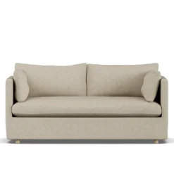 Sofá Linnevik, Bern beige 0341-roble blanco aceitado, 2 plazas, con faldón