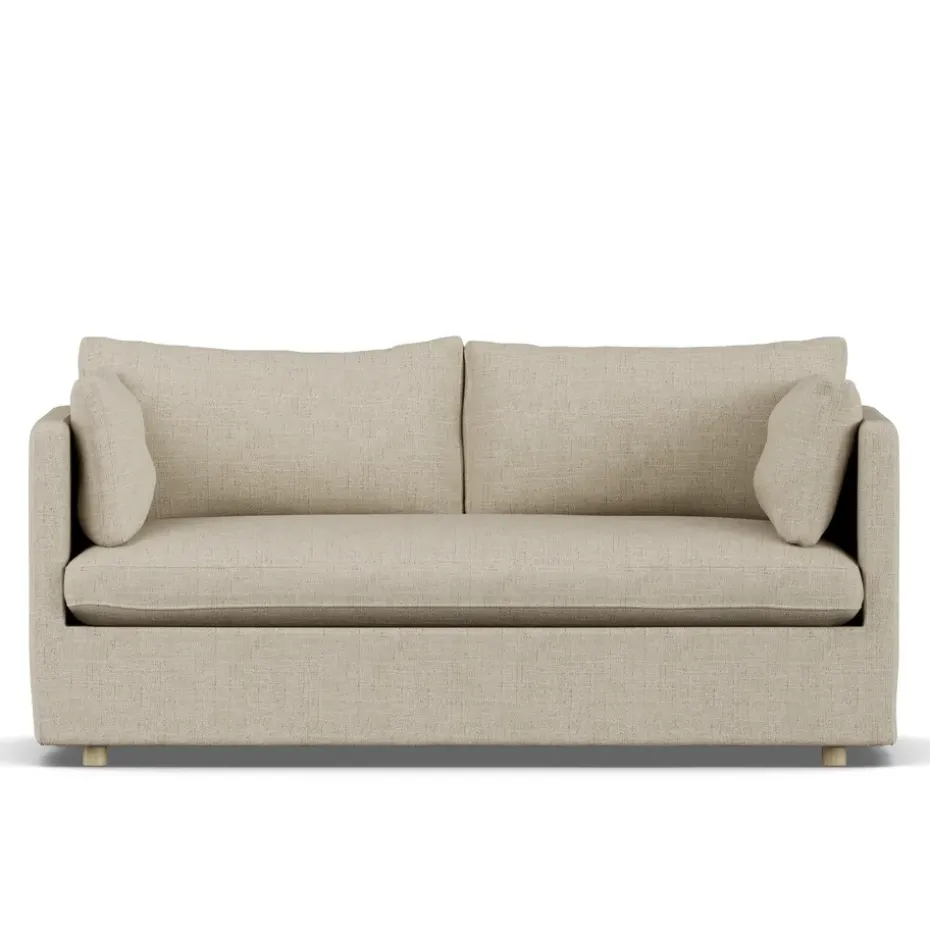 Sofá Linnevik, Bern beige 0341-roble blanco aceitado, 2 plazas, con faldón