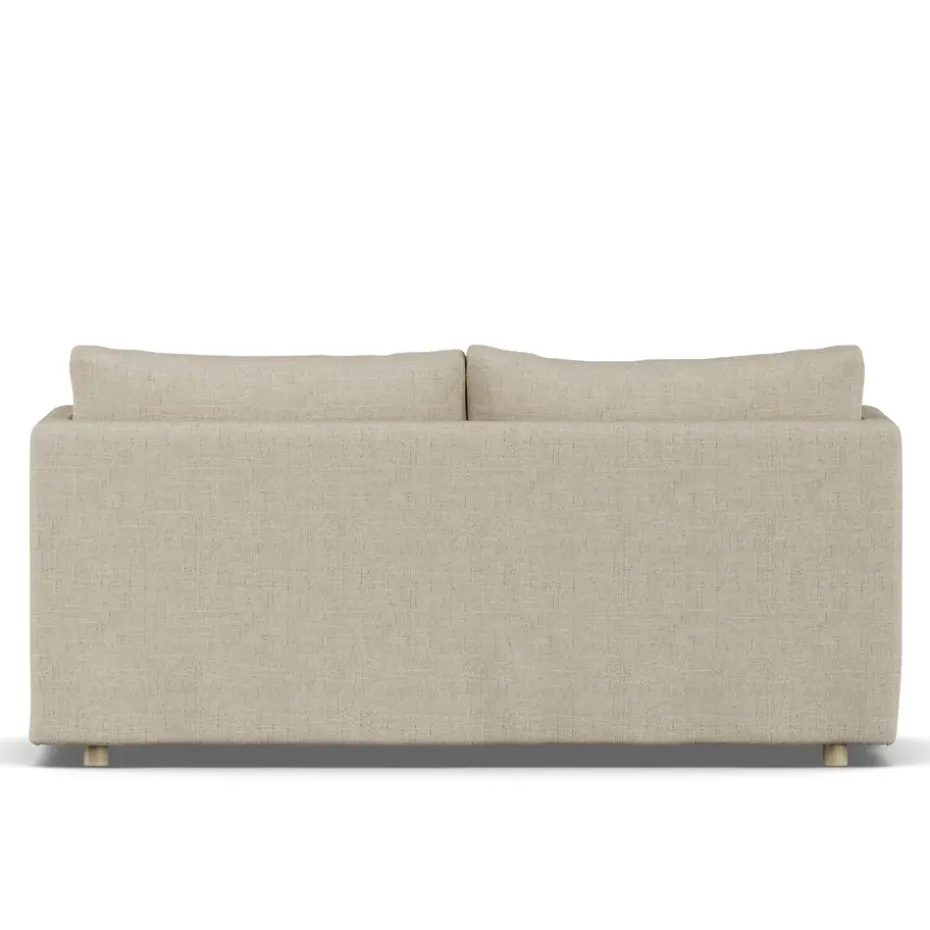 Sofá Linnevik, Bern beige 0341-roble blanco aceitado, 2 plazas, con faldón