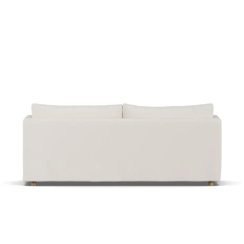 Sofá Linnevik, Caleido beige 9600-roble blanco aceitado, 3 plazas, con faldón