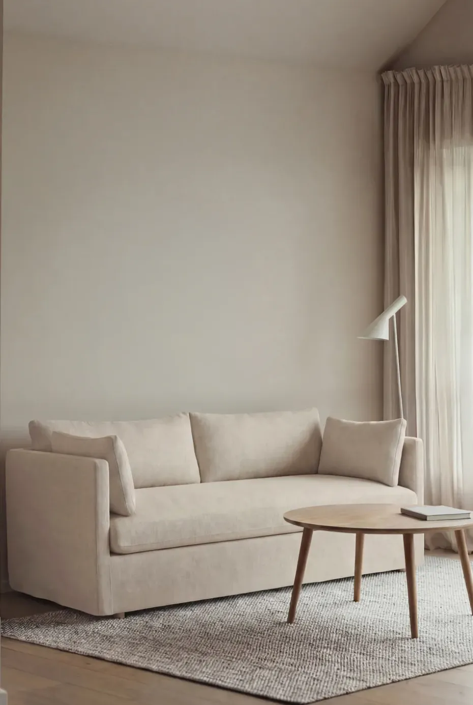 Sofá Linnevik, Same Beige 6670-roble blanco aceitado, 2 plazas, con faldón