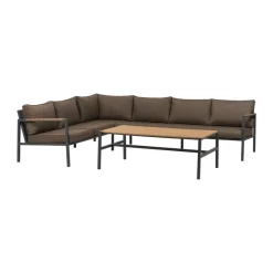 Sofá modular Cap, Antracita-marrón, 6 plazas