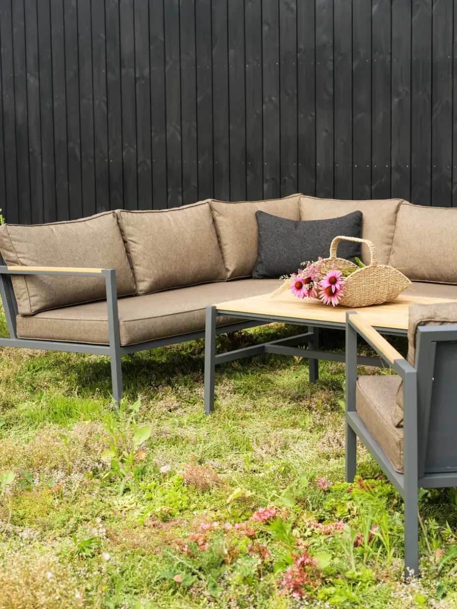 Sofá modular Cap, Antracita-marrón, 6 plazas