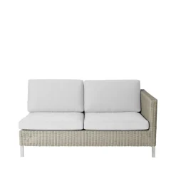 Sofá modular Connect, 2 plazas taupe, izquierdo, cojines blancos