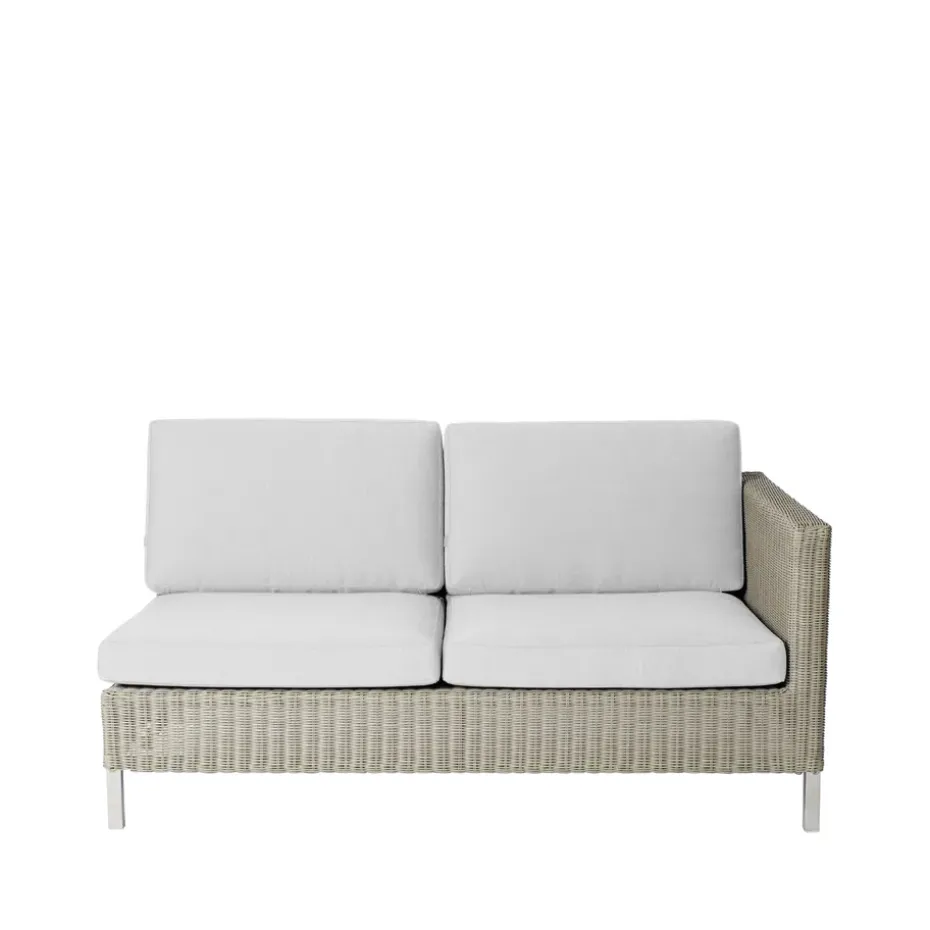 Sofá modular Connect, 2 plazas taupe, izquierdo, cojines blancos