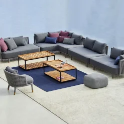 Sofá modular Moments, Gris, esquina, Cane-Line soft rope
