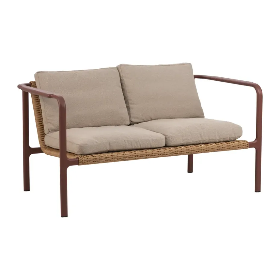 Sofá Motty, Zin red-teddy beige, 2 plazas