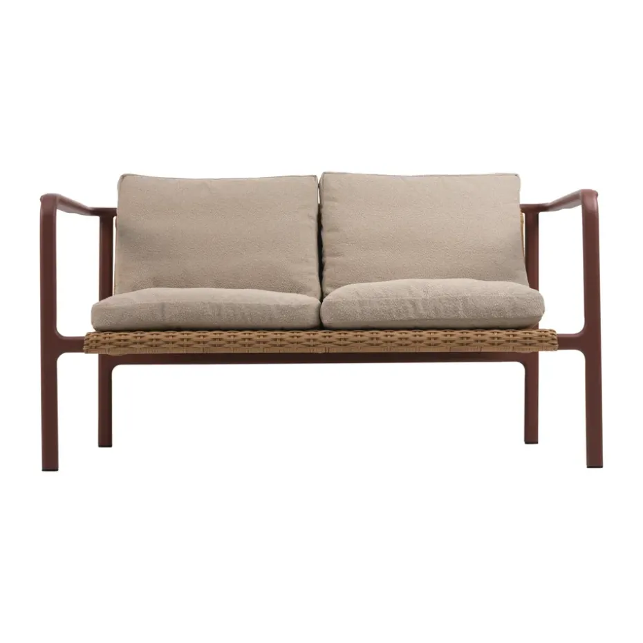 Sofá Motty, Zin red-teddy beige, 2 plazas