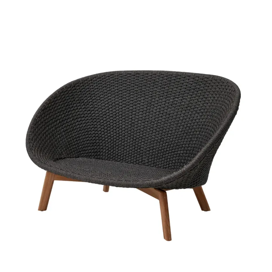 Sofá Peacock 2 plazas soft rope, Dark grey, teak
