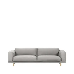 Sofá Rest, 3 plazas tela vancouver 14 light grey, patas de roble