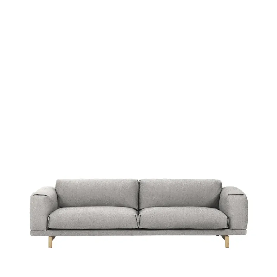 Sofá Rest, 3 plazas tela vancouver 14 light grey, patas de roble