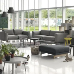Sofá Rest, 3 plazas tela vancouver 14 light grey, patas de roble
