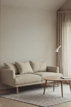 Sofá Sjövik, Bern Beige 0341-roble blanco aceitado, 2,5 plazas
