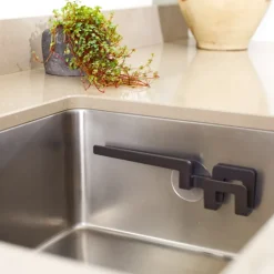 Soporte para paño de cocina y esponja con ventosa, Gris grafito