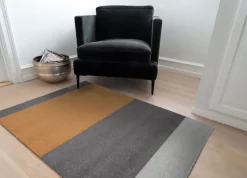 Stripes Alfombra horizontal, Grey-grey-dijon, 90x130 cm