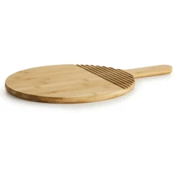Tabla de cortar redonda con asa Nature bambú, Ø30 cm