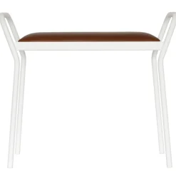 Taburete Anyone, Blanco con cuero coñac vintage