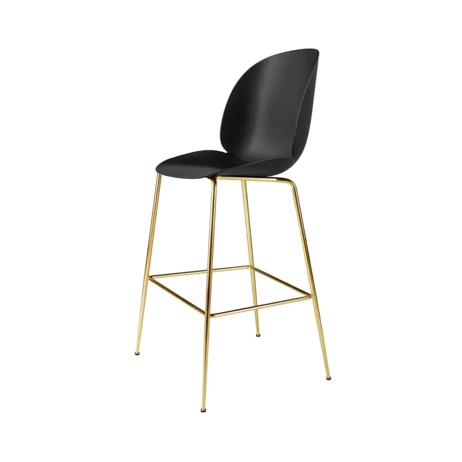 Taburete bar Beetle alto, Black, patas de latón