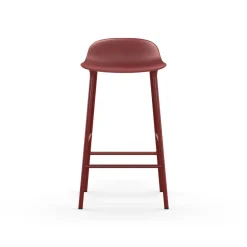 Taburete bar Form bajo, Red, patas de acero en rojo lacado