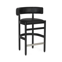 Taburete Botero, Cuero Tärnsjö negro - fresno teñido negro