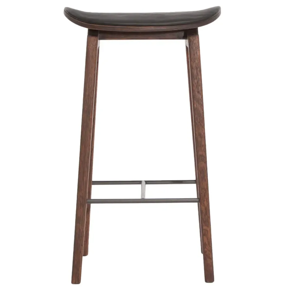Taburete de bar con asientos de cuero ahumado oscuro, Spectrum black
