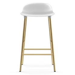 Taburete de bar con patas de bronce Form, Blanco