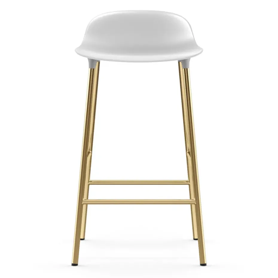 Taburete de bar con patas de bronce Form, Blanco