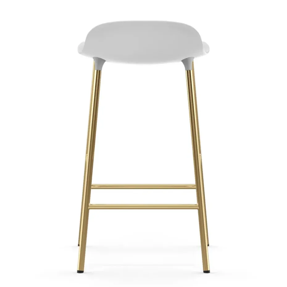 Taburete de bar con patas de bronce Form, Blanco