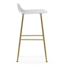 Taburete de bar con patas de bronce Form, Blanco