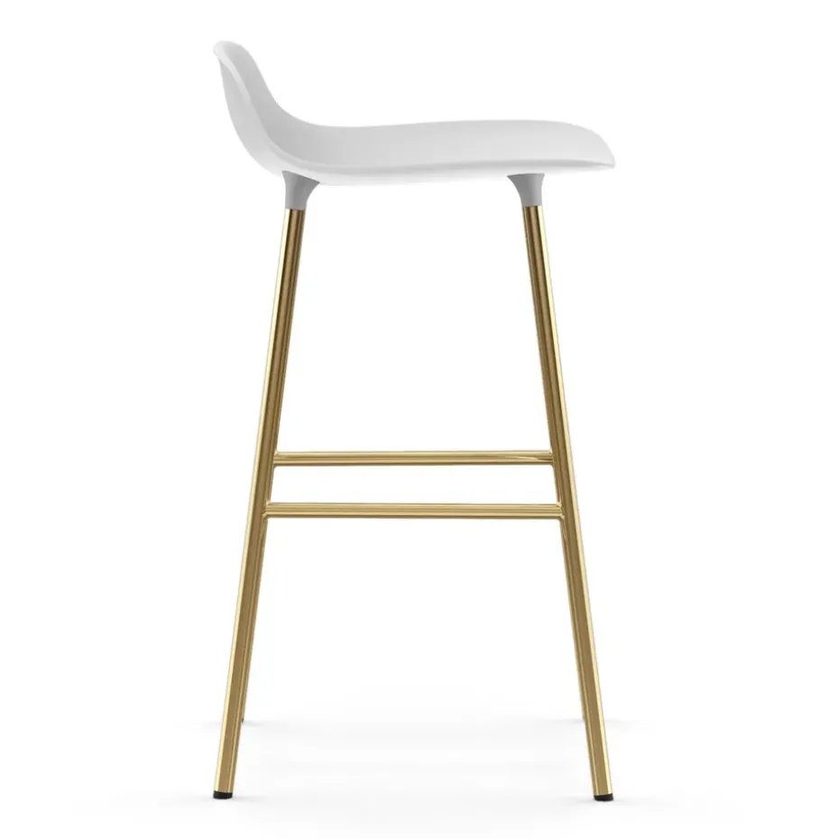 Taburete de bar con patas de bronce Form, Blanco