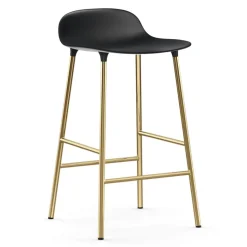 Taburete de bar con patas de bronce Form, Negro