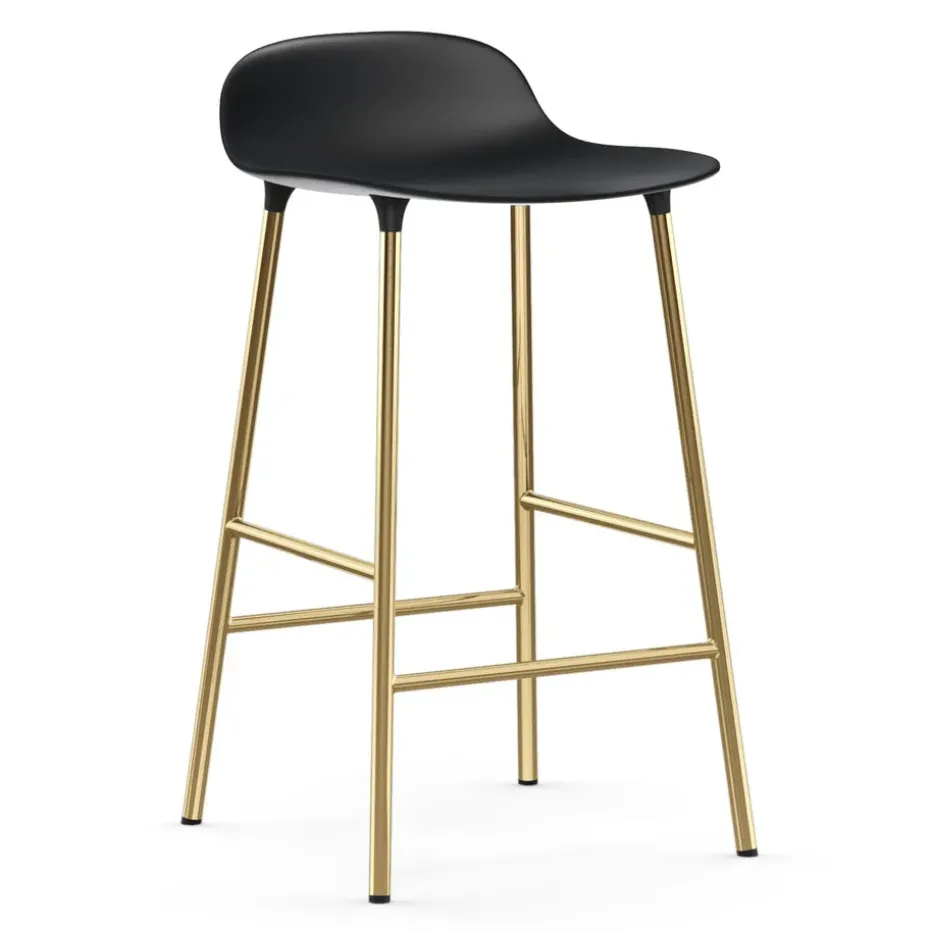 Taburete de bar con patas de bronce Form, Negro