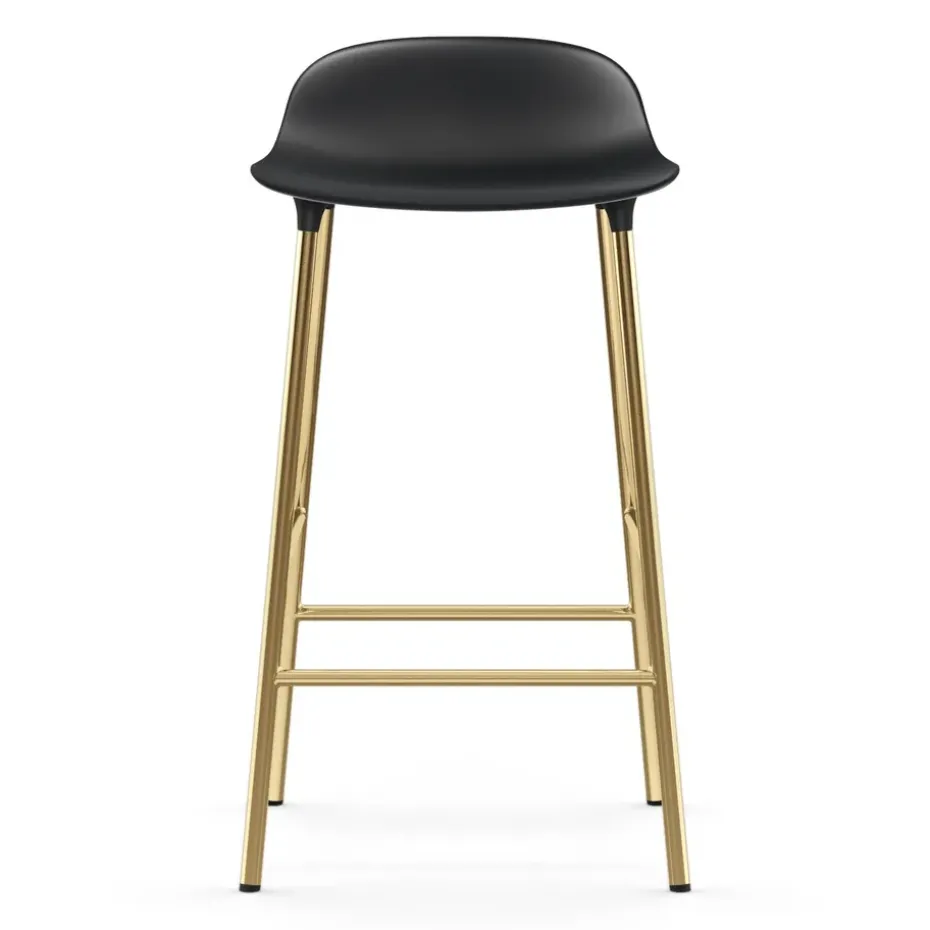 Taburete de bar con patas de bronce Form, Negro