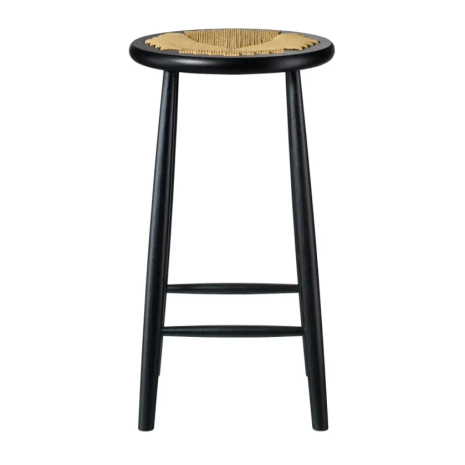 Taburete de bar J165C Counter Round, Oak black painted-nature