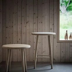 Taburete de bar Miss Button, Roble aceite natural, alto