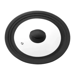 Tapa universal Una 20/22/24 cm, Vidrio-silicona negra