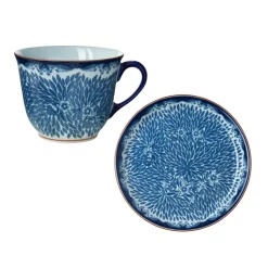 Taza 40 cl y platillo Ø20 cm Ostindia Floris, Azuln