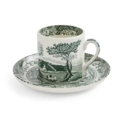 Taza con plato Heritage Green Italian, Verde, espresso, 9 cl