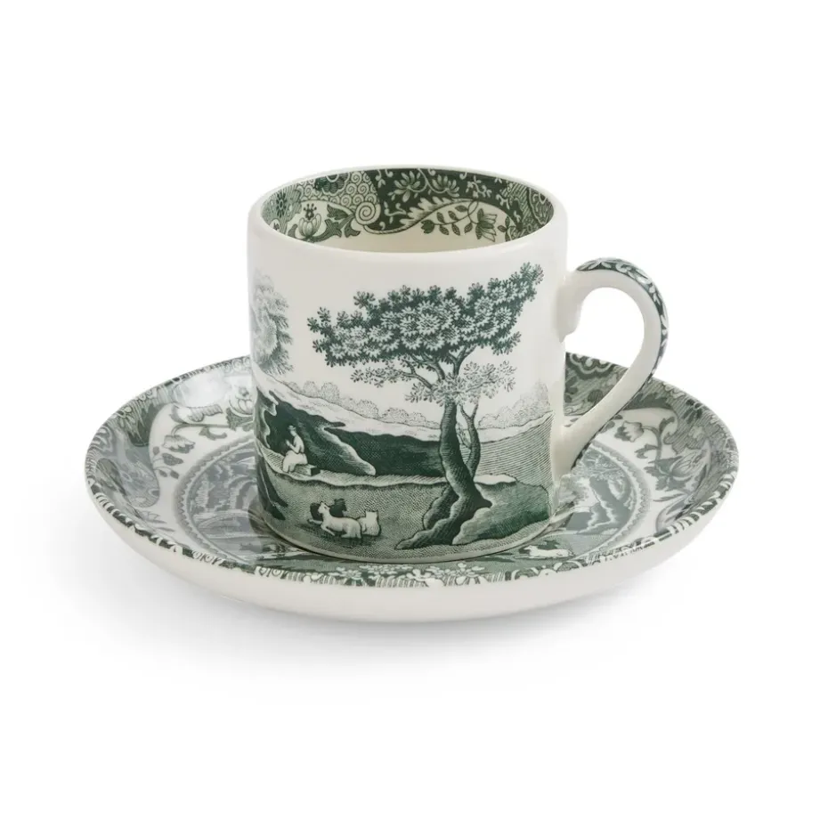 Taza con plato Heritage Green Italian, Verde, espresso, 9 cl