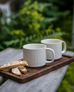 Taza de té acanalada Ernst 36 cl, Blanco natural