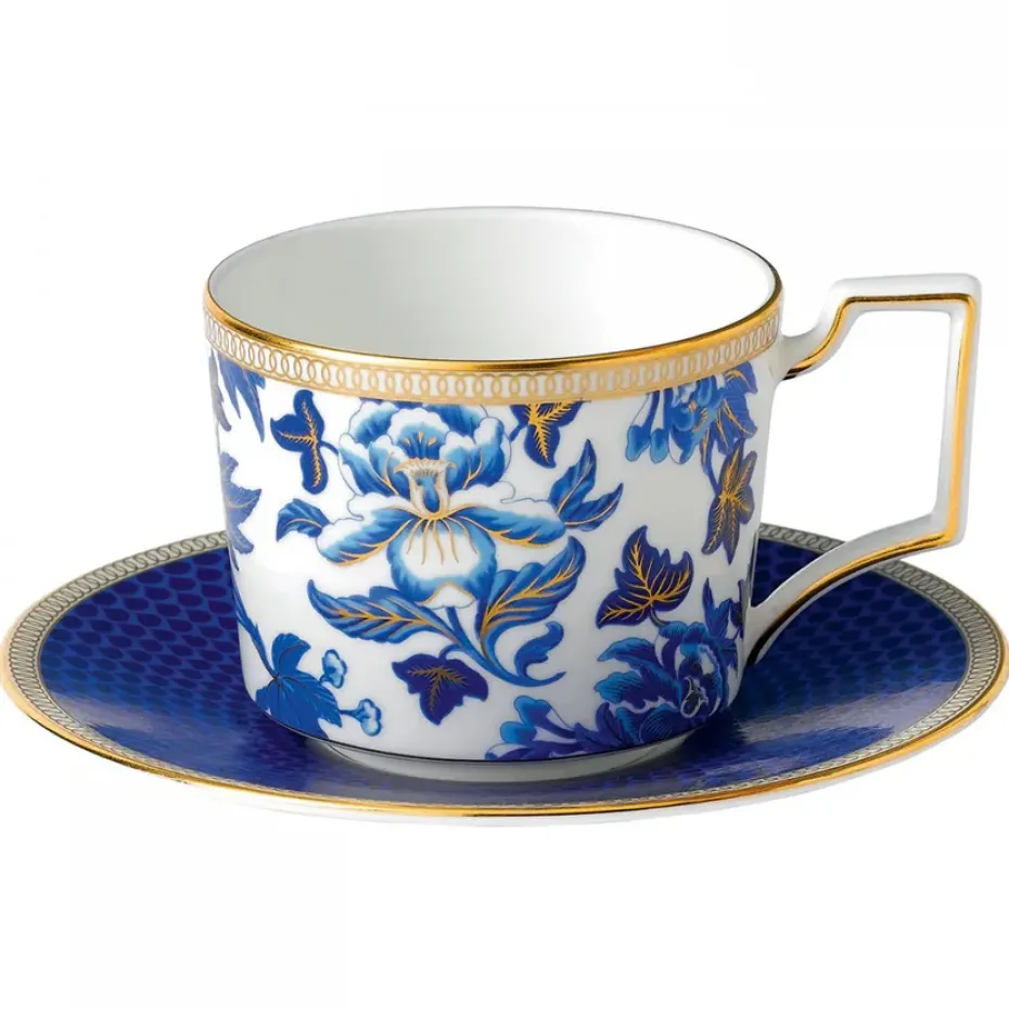 Taza de té con plato Hibiscus , floral