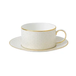 Taza de té y platillo Arris, blanco