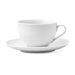 Taza de té y platillo Rhombe 24 cl, Blanco