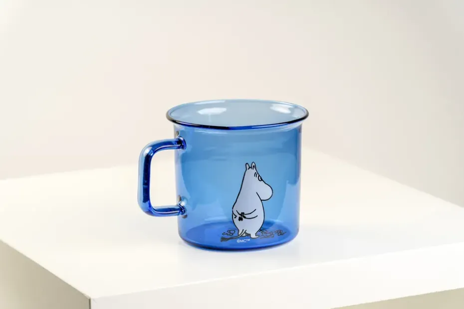 Taza de vidrio Moomin 35 cl, azul