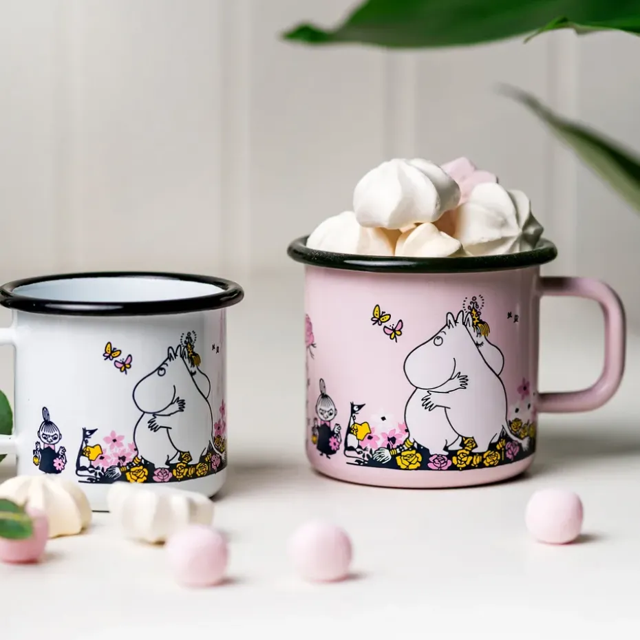 Taza esmaltada Mumin abrazo 37 cl, Rosa