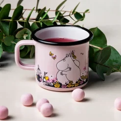 Taza esmaltada Mumin abrazo 37 cl, Rosa